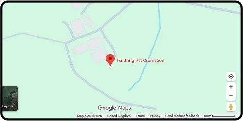 Map showing Tendring Pet Cremation in Manningtree CO11 2NW Essex