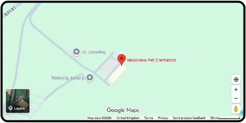 Map showing Moorview Pet Cremation in Cullompton EX15 2PE Devon