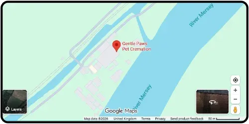 Map Showing Gentle Paws Pet Cremation In Warrington WA5 2UL Cheshire