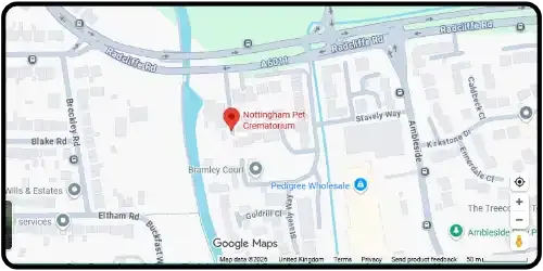 Map showing Nottingham Pet Crematorium in West Bridgford NG2 6NR Nottingham