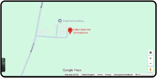 Map showing Folly Fields Pet Crematorium in Newark NG23 7JR Nottingham
