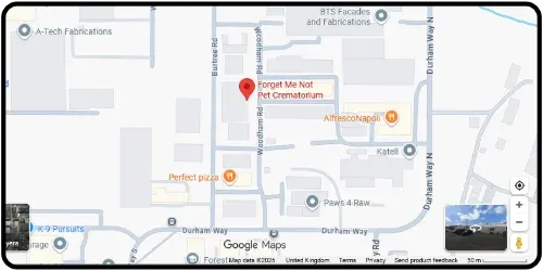 Map showing Forget Me Not Pet Crematorium in Newton Aycliffe DL5 6HT Durham