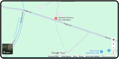 Map showing Heavenly Pastures Pet Cremations in Burscough L40 8AB Lancashire