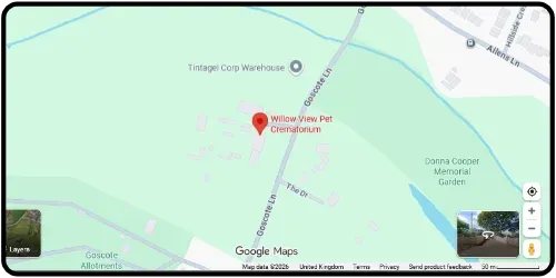 Map showing Willow View Pet Crematorium in Walsall WS3 4QQ West Midlands