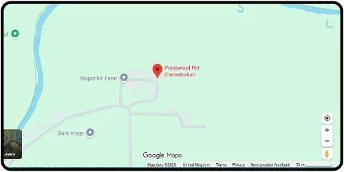Map showing Prestwood Pet Crematorium in Stourbridge DY7 5QT Staffordshire