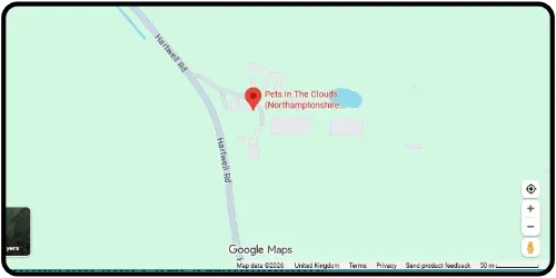Map showing Pets in the Clouds in Hartwell NN7 2EU Northamptonshire