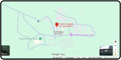 Map showing Hearts to heaven pet crematorium in Morpeth NE61 6AW Northumberland