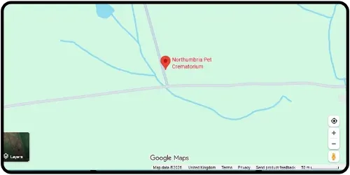 Map showing Northumbria Pet Crematorium in Hexham NE48 3JN Northumberland