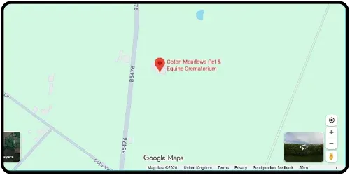 Map showing Coton Meadows Pet and Equine Crematorium in Whitchurch SY13 3LQ Shropshire