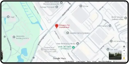 Map showing Scrappy's Pet Crematorium in North Shields NE29 8SD Tyne and Wear
