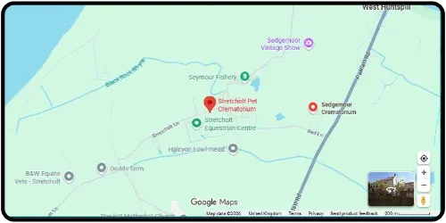 Map showing Rainbows Gate Stretcholt Pet Crematorium in Bridgwater TA6 4SR Somerset