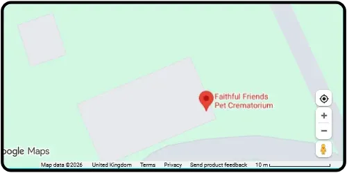 Map showing Faithful Friends Pet Crematorium in Hannington NN6 9FP Northamptonshire
