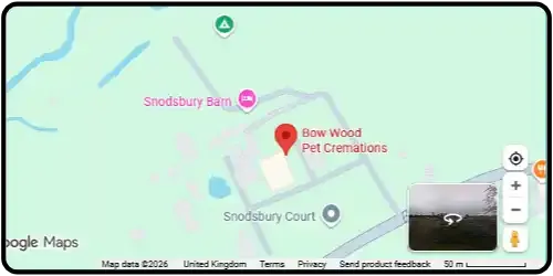 Map showing Bow Wood Pet Cremations in Worcester WR7 4NQ Worcestershire