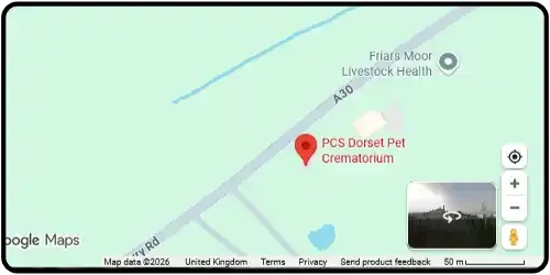 Map showing Dorset Pet Cremation Services PCS in Gillingham SP8 5SE Dorset