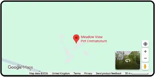 Map showing Meadow View Pet Crematorium in Southam CV47 7SU Warwickshire