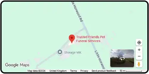 Map showing Trusted Friends Pet Funeral Services in Milton Keynes MK17 0EH Buckinghamshire