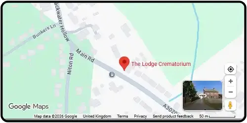 Map showing The Lodge Crematorium in Ventnor PO38 3NQ Isle of Wight