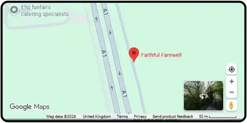 Map showing Faithful Farewell in Oakham LE15 7QT Rutland