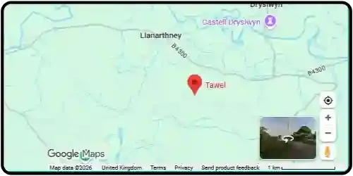 Map showing Tawel in Carmarthen SA32 8HX
