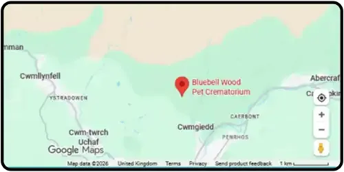 Map showing Bluebell Wood Pet Crematorium in Swansea SA9 2QL