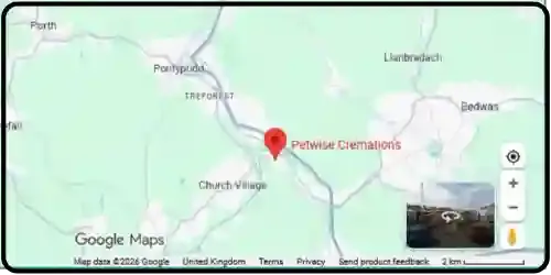 Map showing Petwise Cremations in Pontypridd CF37 5SQ