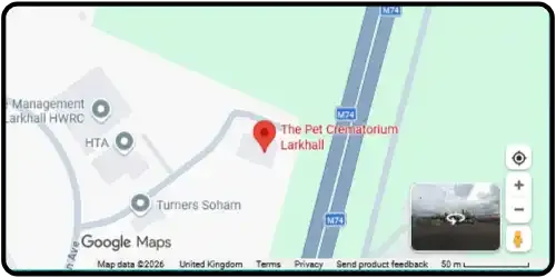 Map showing The Pet Crematorium Larkhall in Larkhall ML9 2UN