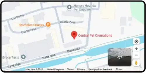 Map showing Central Pet Cremations in Falkirk FK2 7XB