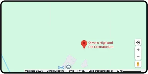 Map showing Olivers Highland Pet Crematorium in Dingwall IV7 8HS
