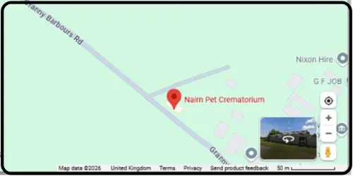 Map showing Nairn Pet Crematorium in Nairn IV12 5HX
