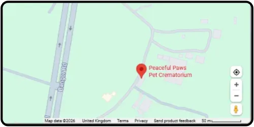 Map showing Peaceful Paws Pet Crematorium in Newtownards BT23 7PH South Northern Ireland
