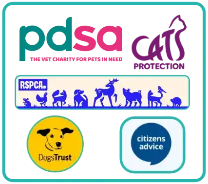 Organizations that support pet owners RSPCA, Cat Protection, PDSA, Dog Trust, Citizens Advice