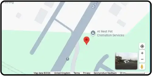Map showing At Rest Pet Cremation Services in Warsop NG20 0EA Nottinghamshire
