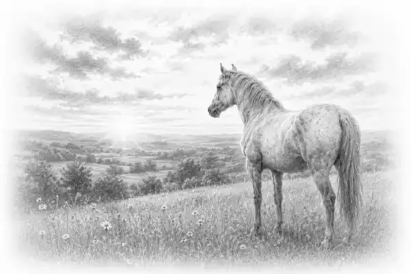 a beautiful horse standing in a field
