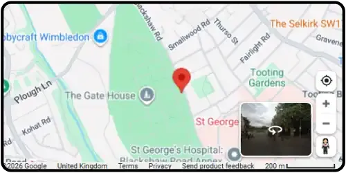 Map showing Lambeth Cemetery and Crematorium in Tooting SW17 0BY, London