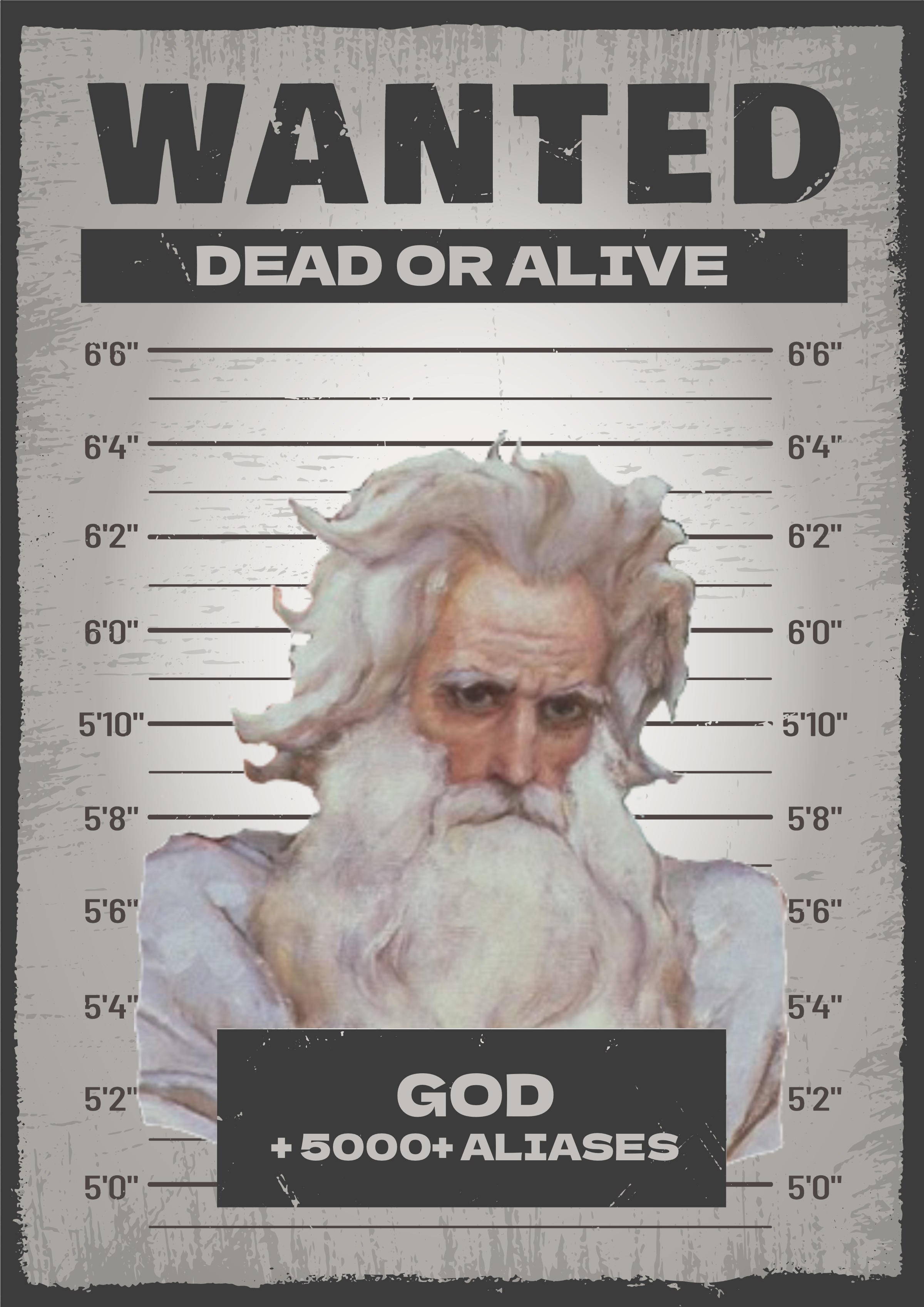 Wanted Dead or Alive: God plus 5,000 other aliases