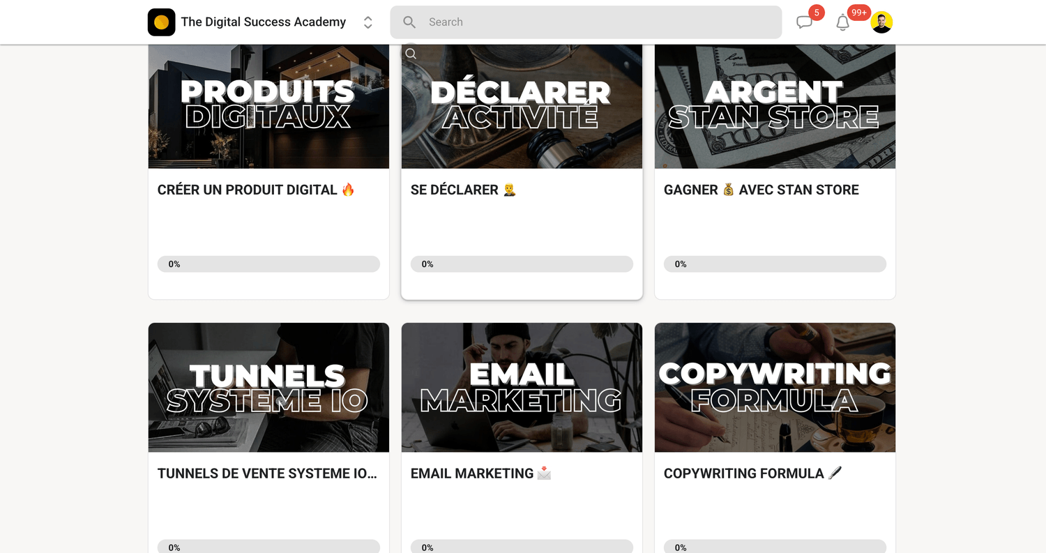 Modules de la digital success academy