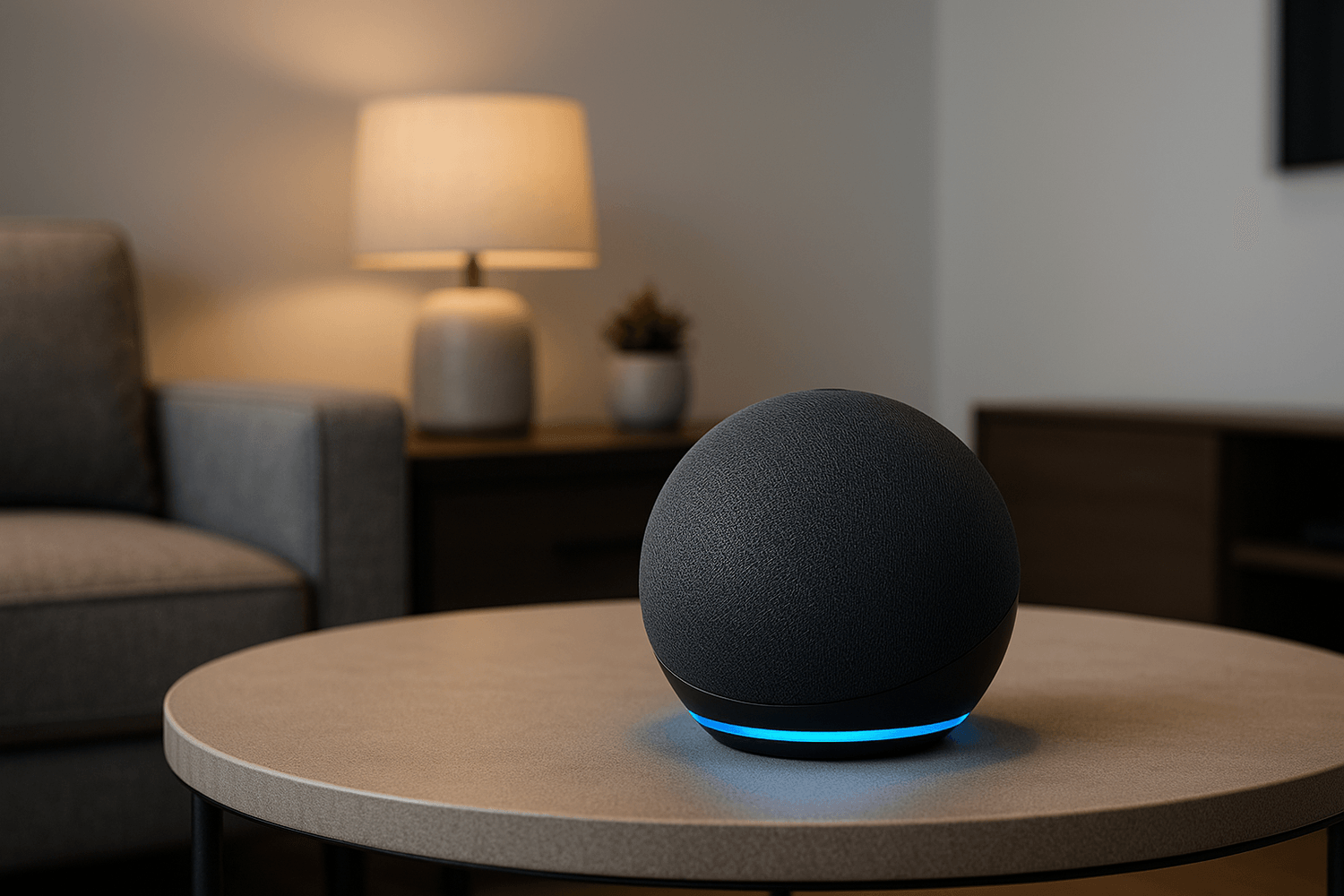 Echo Dot 5ème génération dans un salon moderne