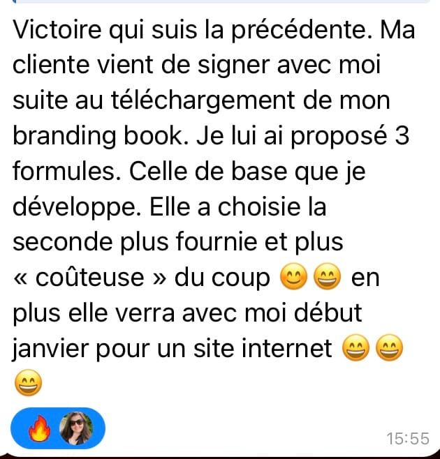 Capture d'écran du témoignage d'une participante du challenge Prestige Winter CEO