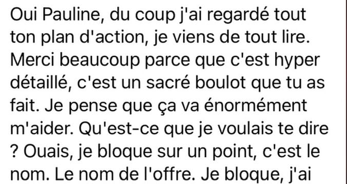 Capture d'écran du témoignage d'une participante du challenge Prestige Winter CEO