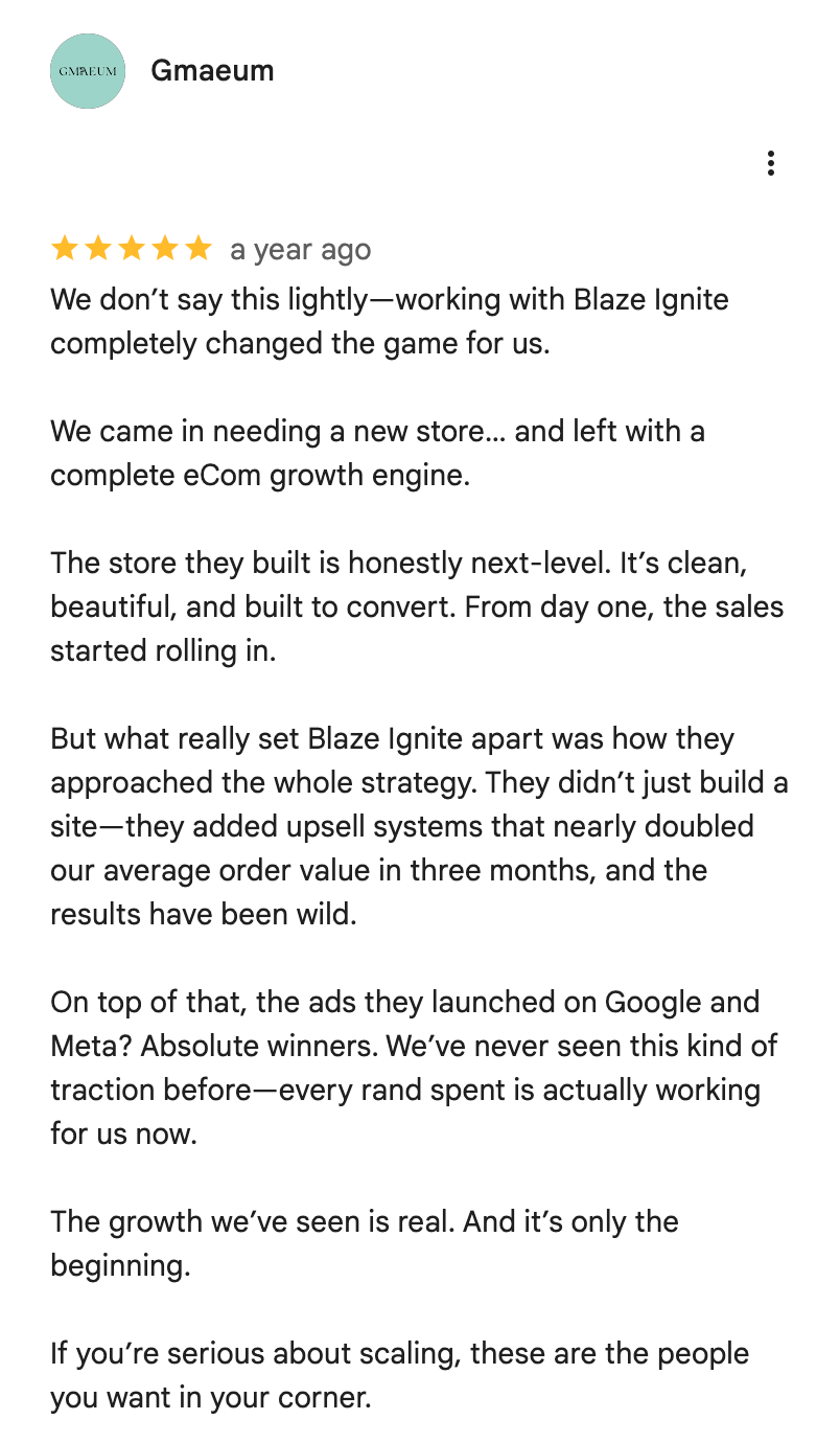 Complete original Google review by Gmaeum.