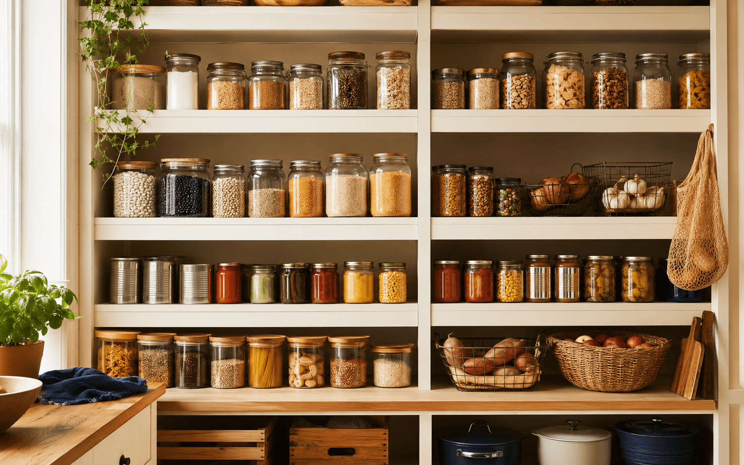 organized pantry jars