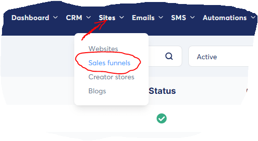 Systeme.io Sites Menu Navigation