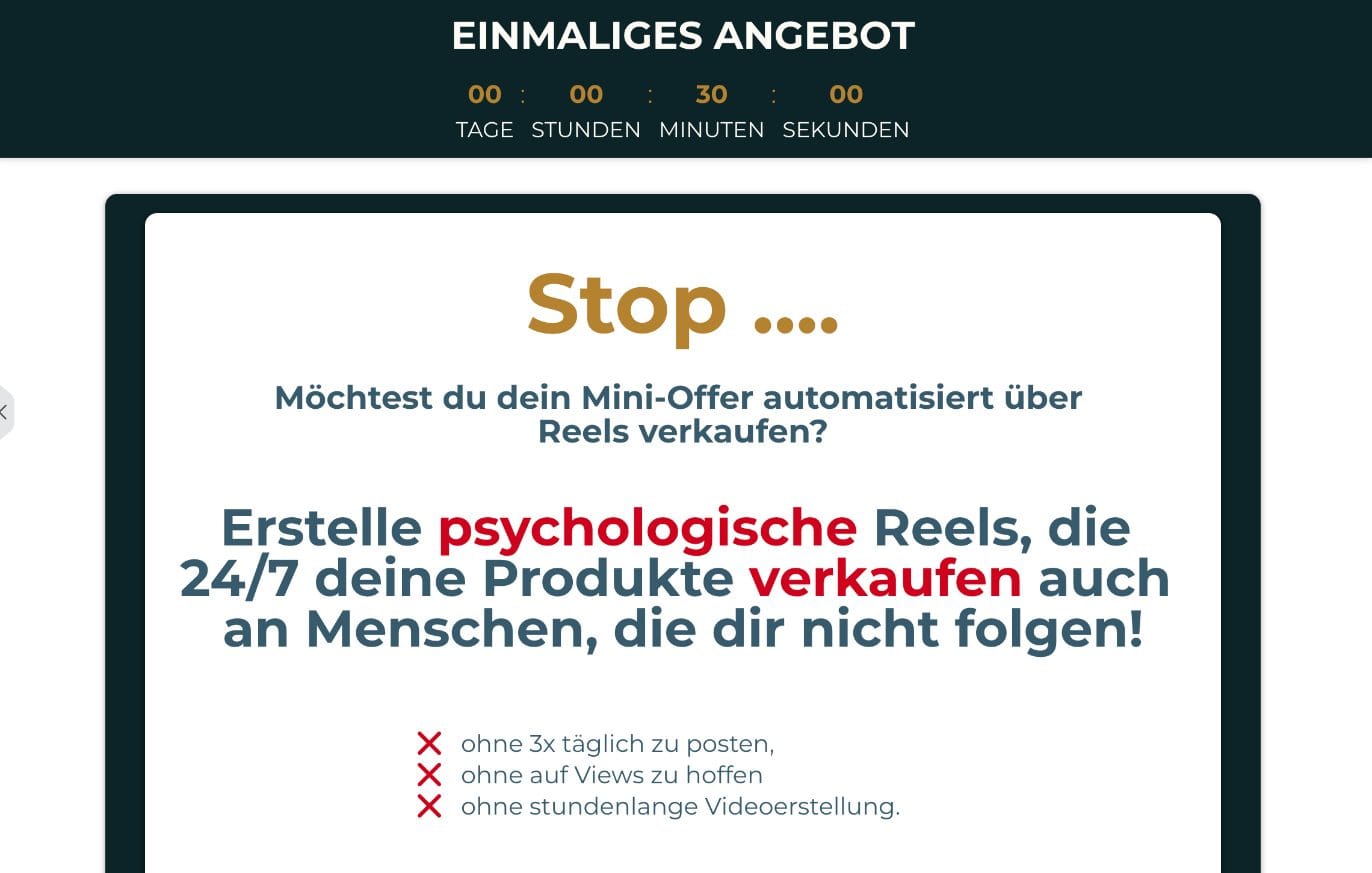 Vorlage Upsell-Seite