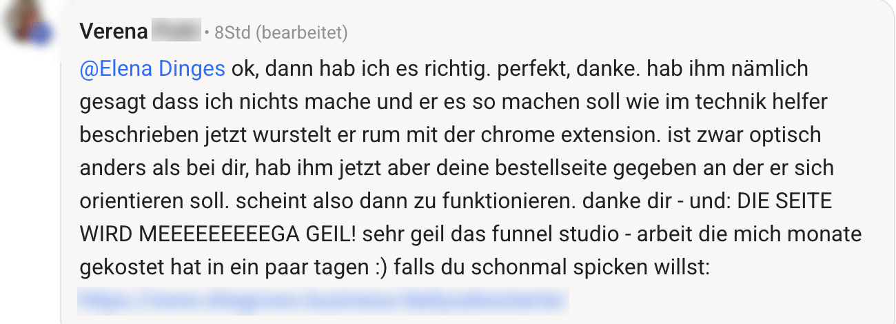 Kundin: Arbeit, die mich Monate gekostet hat, in ein paar Tagen.