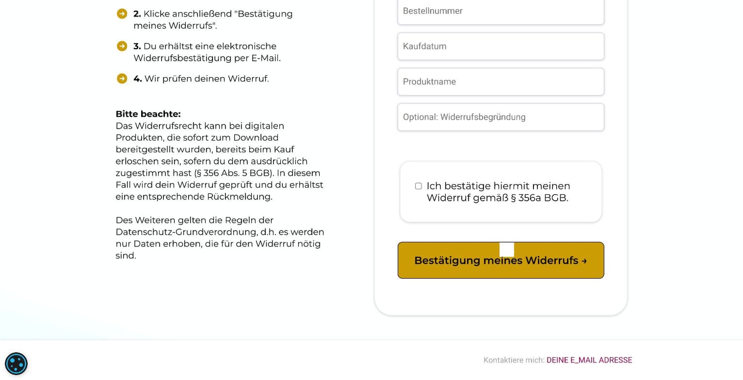 Widerruf bestätigen