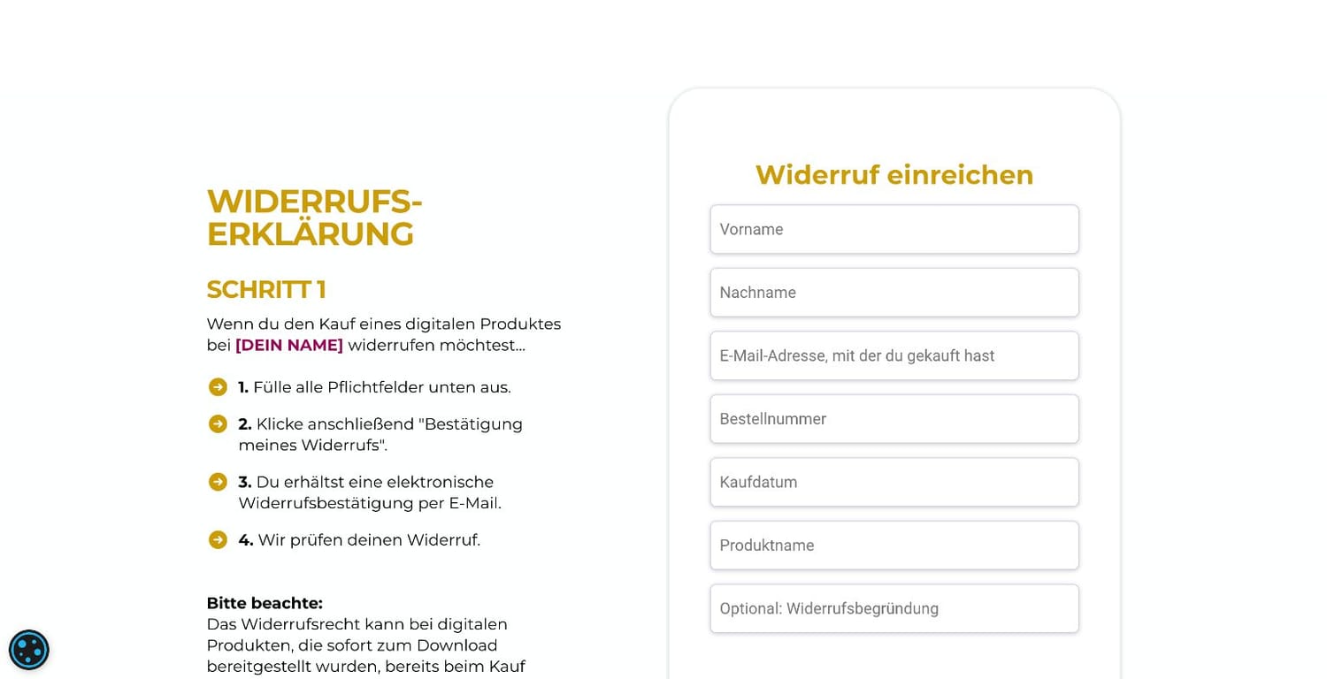 Widerrufs-Formular