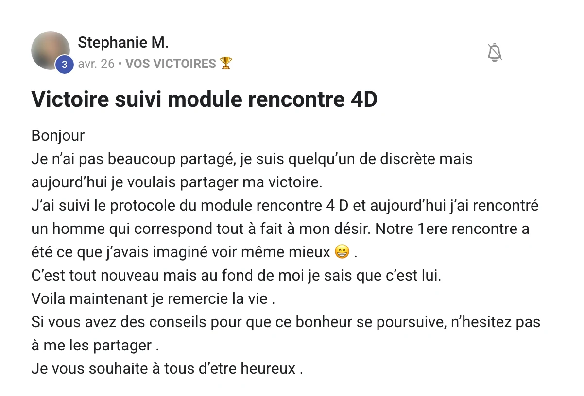 Capture du message de Stephanie M. dans la communauté