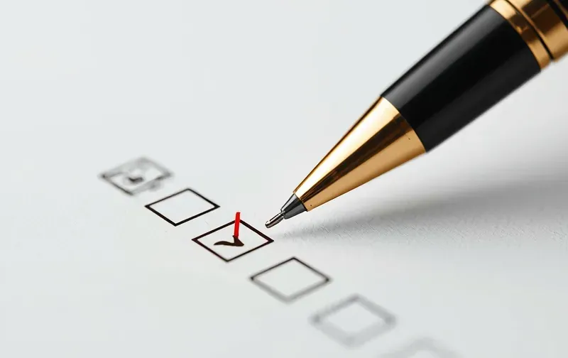 printed checklist pen