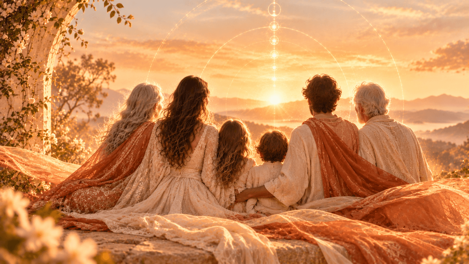 Generational healing, family healing and ancestral healing at sunset