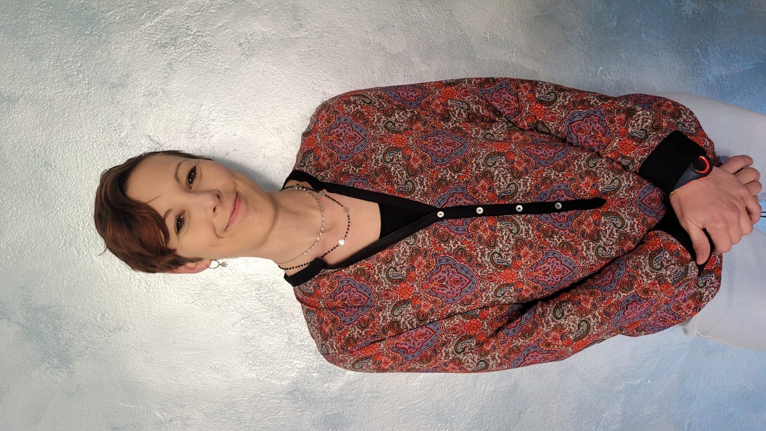 Io che sorrido felice perché finalmente faccio quello che mi piace.